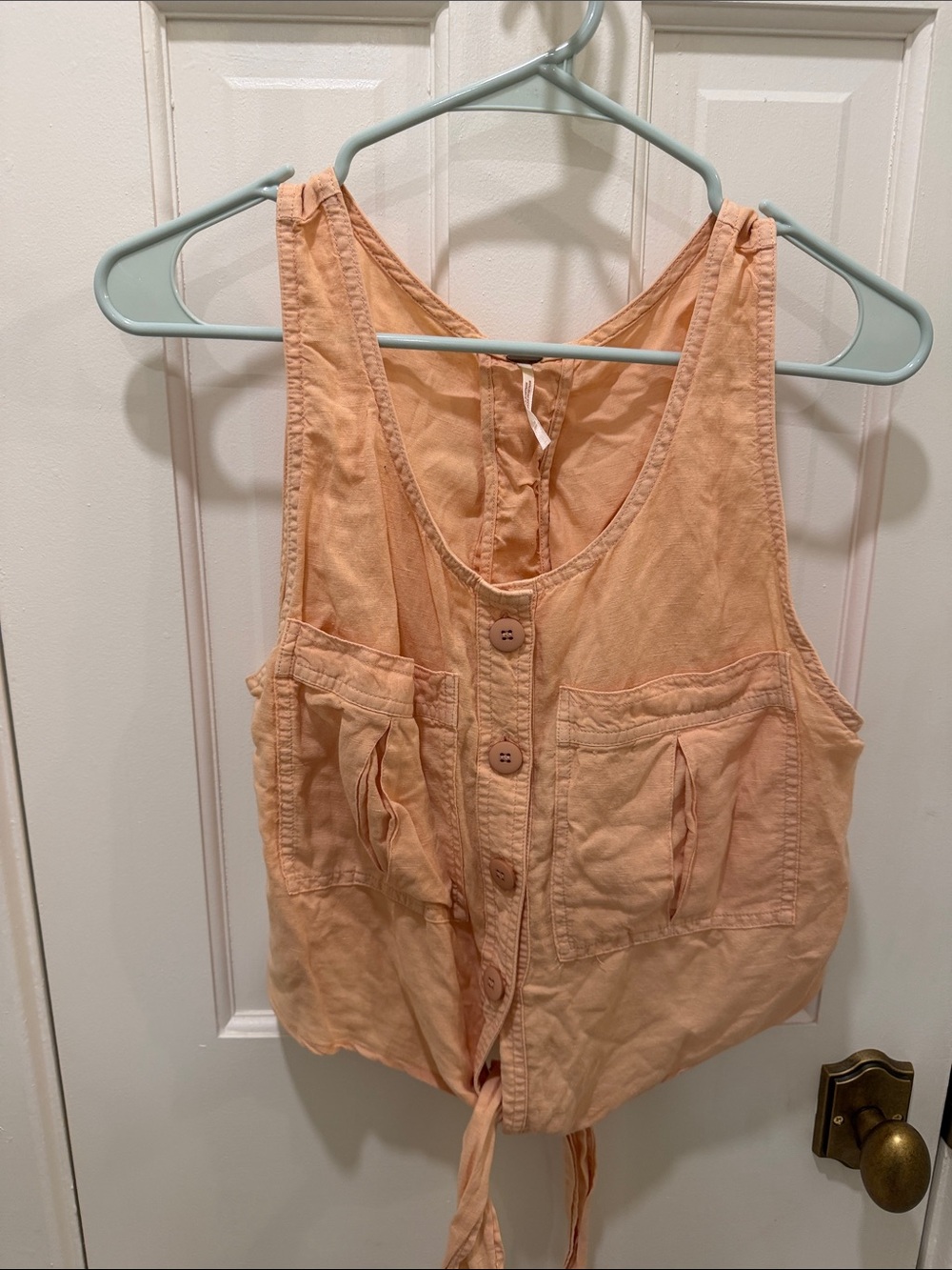 Free People Peach Tie-Front Utility Vest